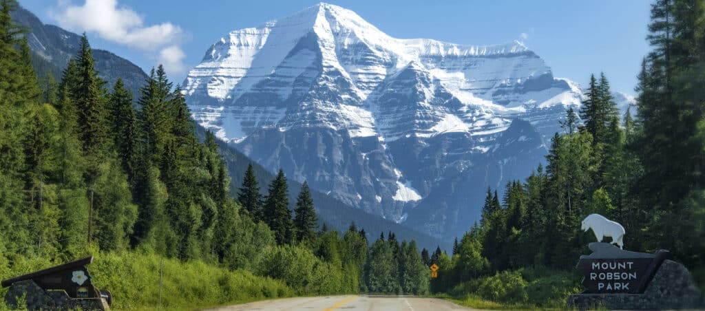 Snow covered Mount Robson